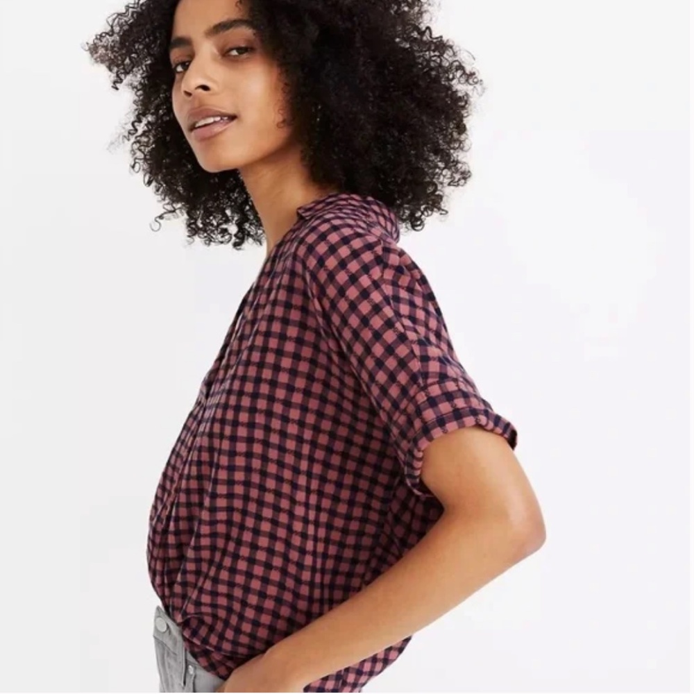 Madewell Courier Button-Back Shirt in Textured Gingham Check - Size Medium